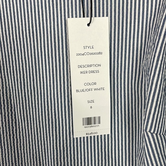 NWT Veronica Beard Iker Dress Side Cut Out Puff Sleeve Ruffle Mini Blue Sz 8 - Picture 6 of 15